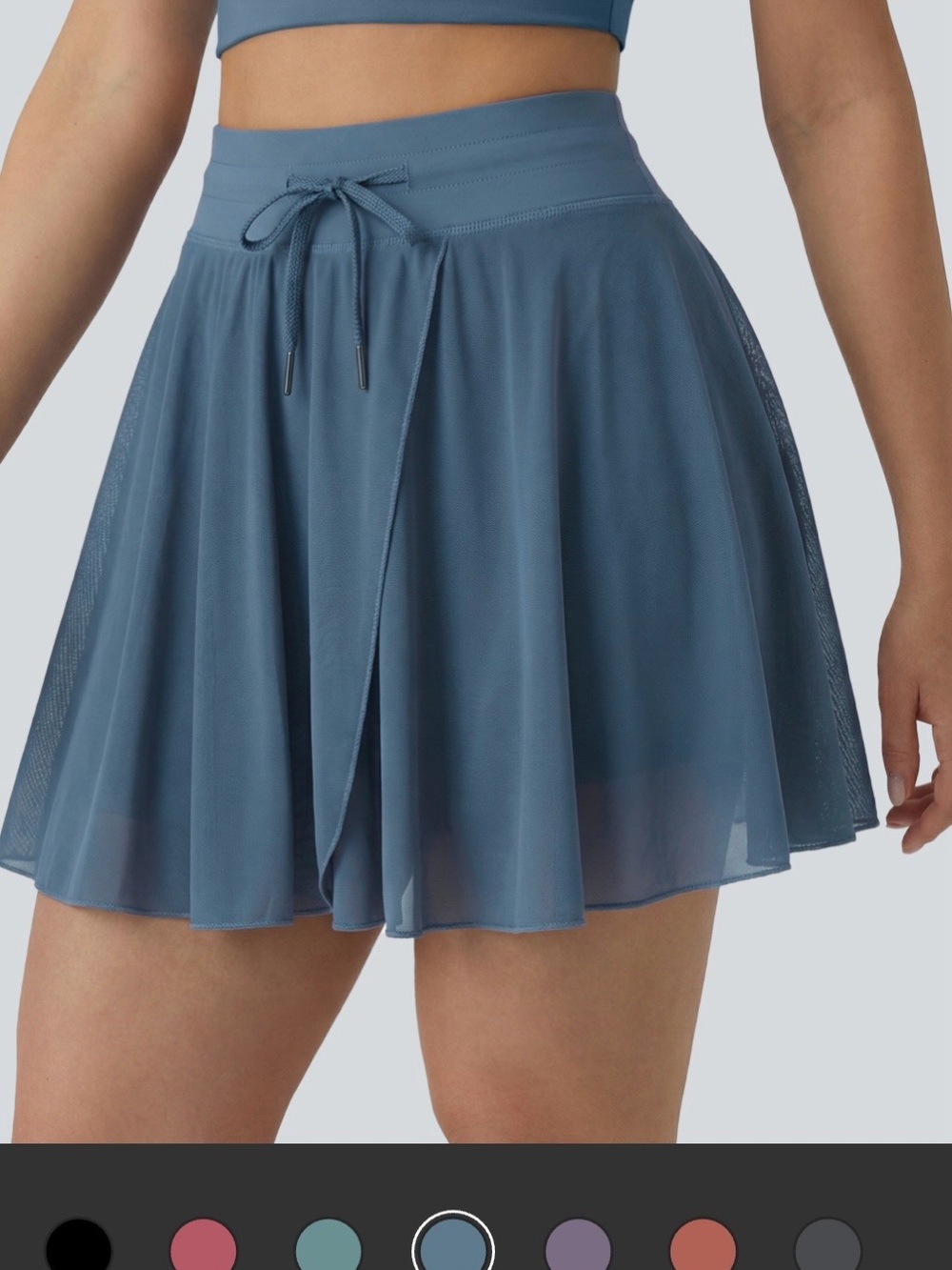 HALARA Dusty Blue Layered Skort with Drawstring Waist